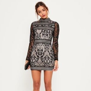 missguided lace high neck bodycon dress